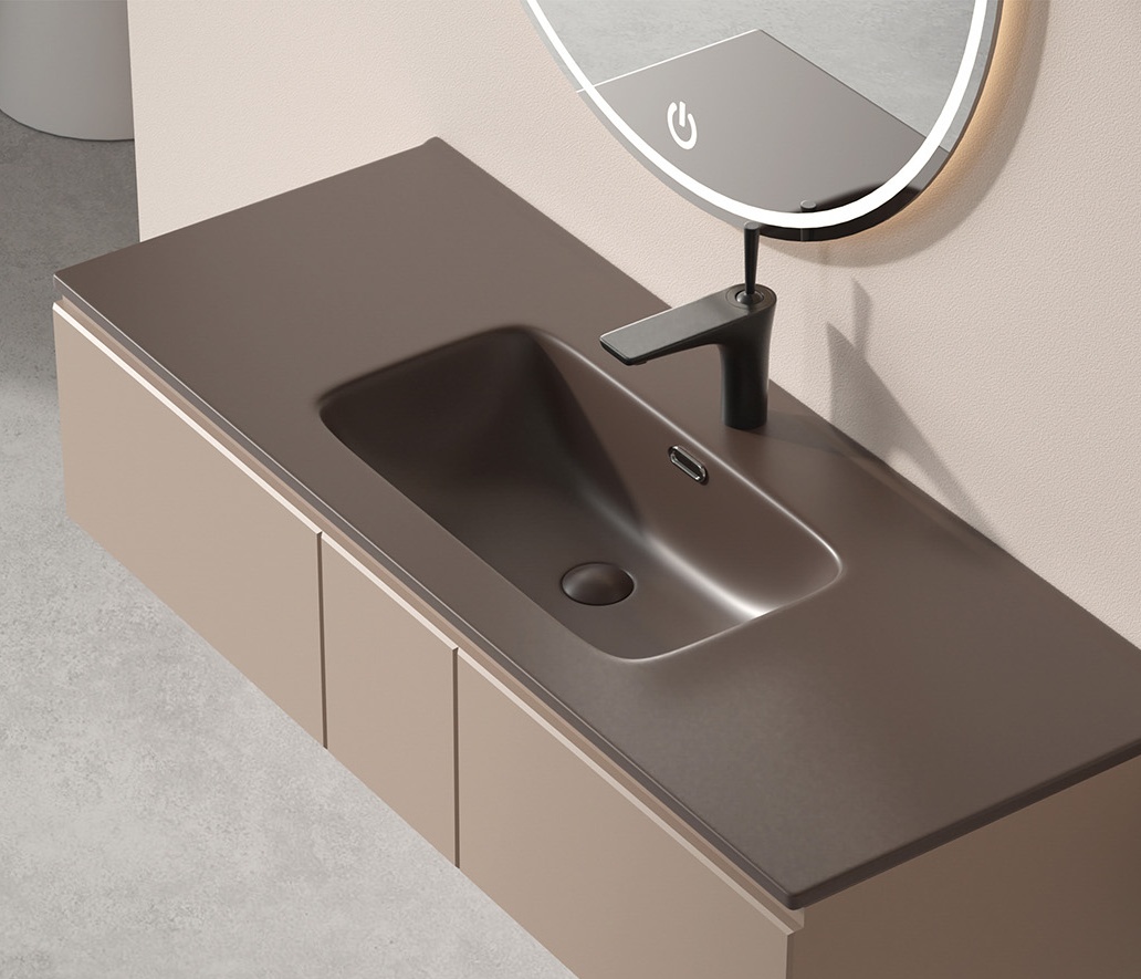 Dark ceramic vanity top from the CADIA catalogue