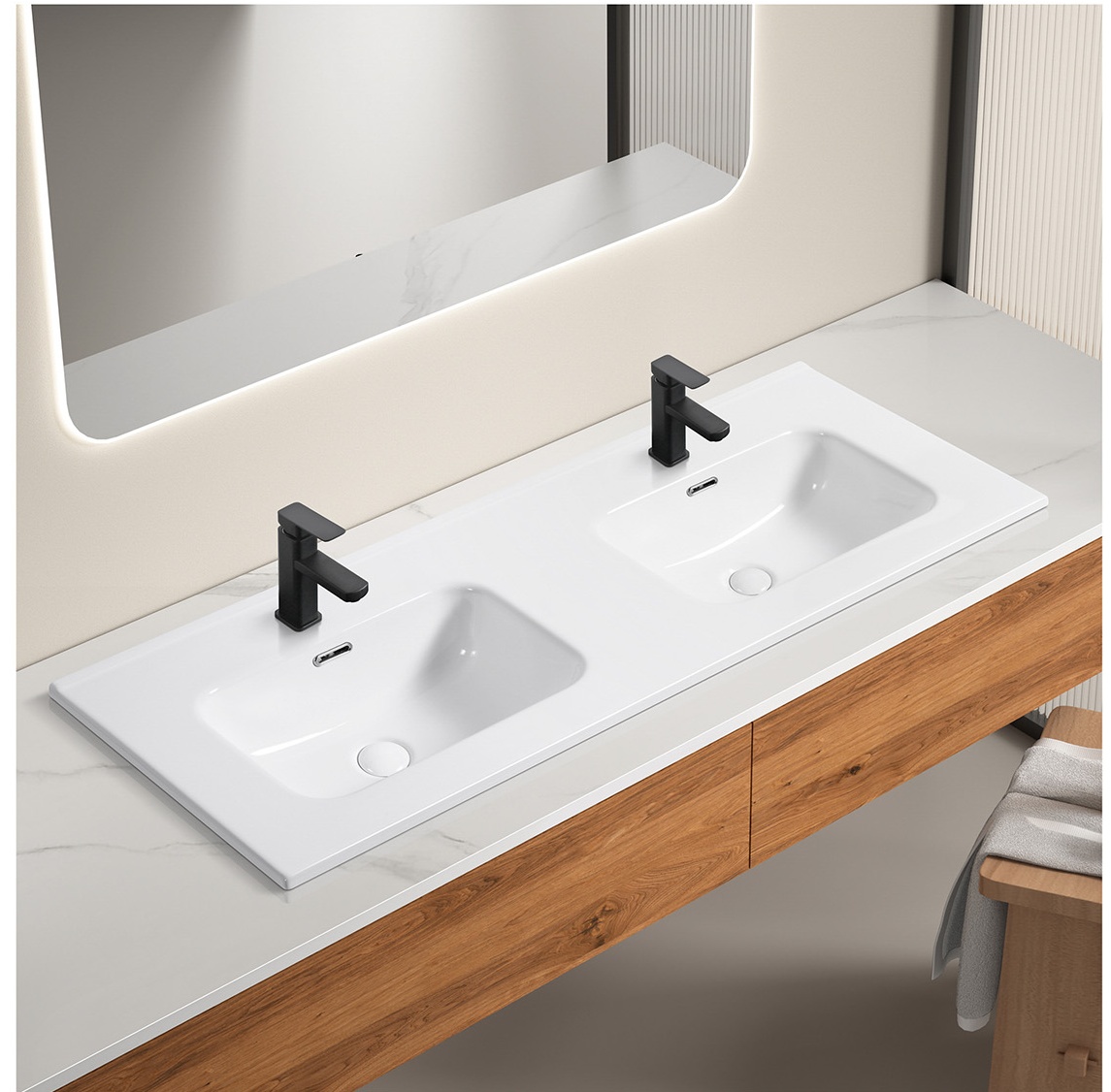 Double basin vanity installation