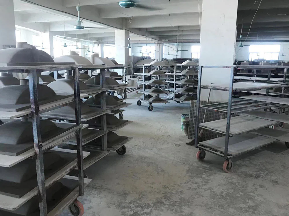 Ceramic basin production racks at the CADIA factory